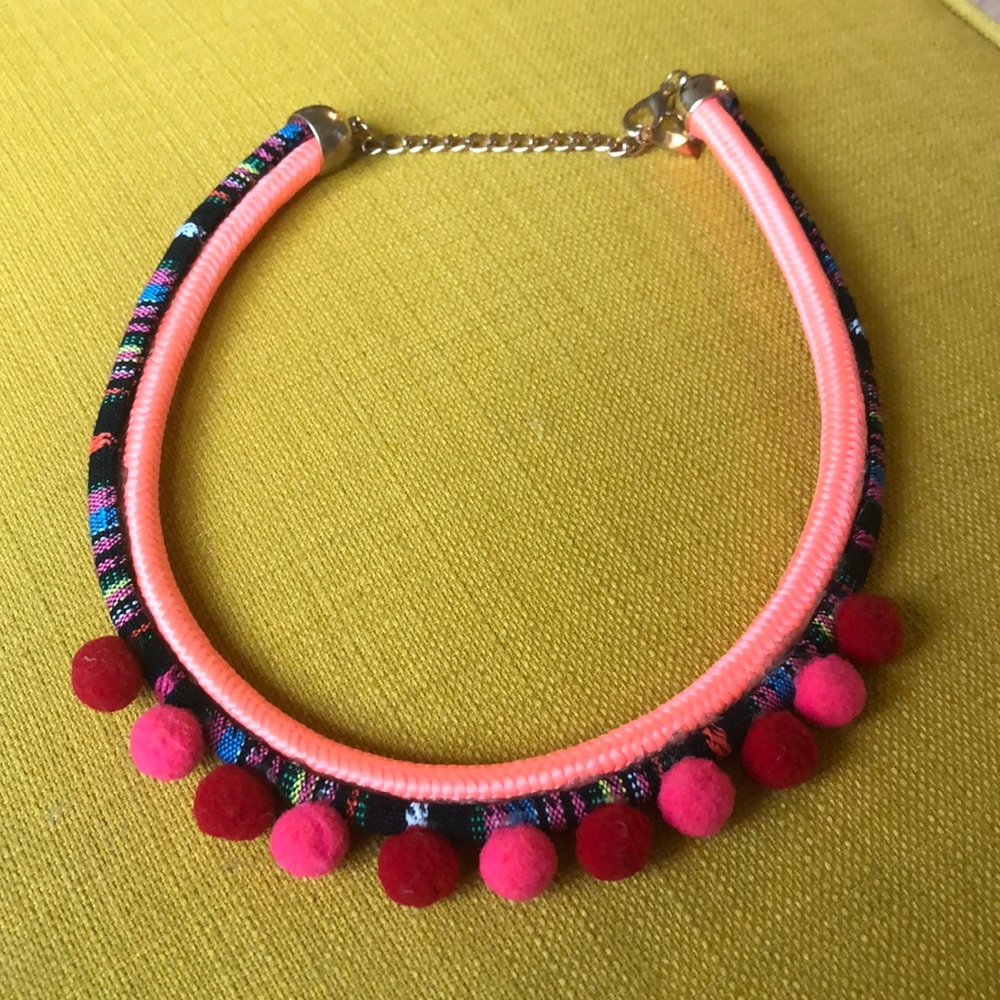MIKA colorful necklace w/ red & pink fabric globes